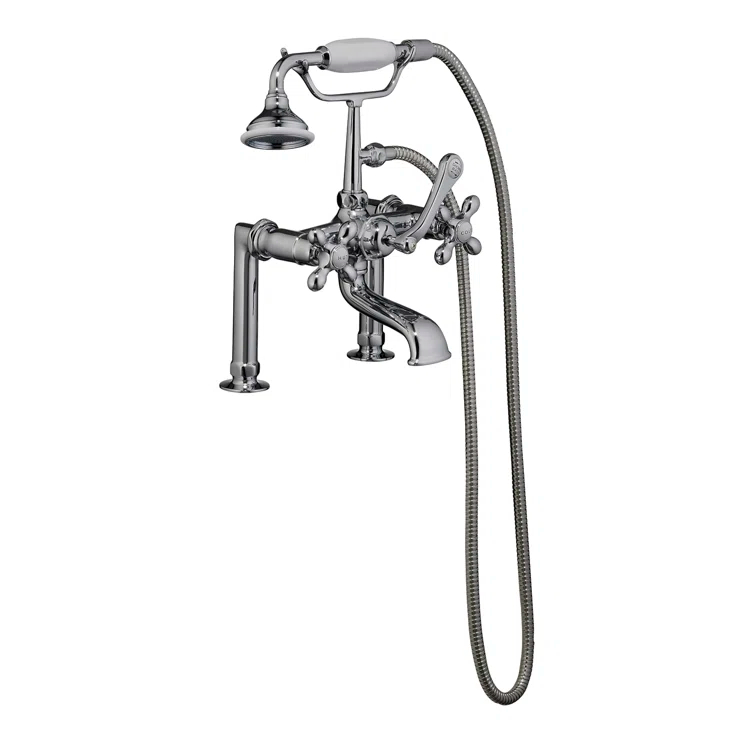 3 Handle Bathroom Clawfoot Tub Faucet with Diverter