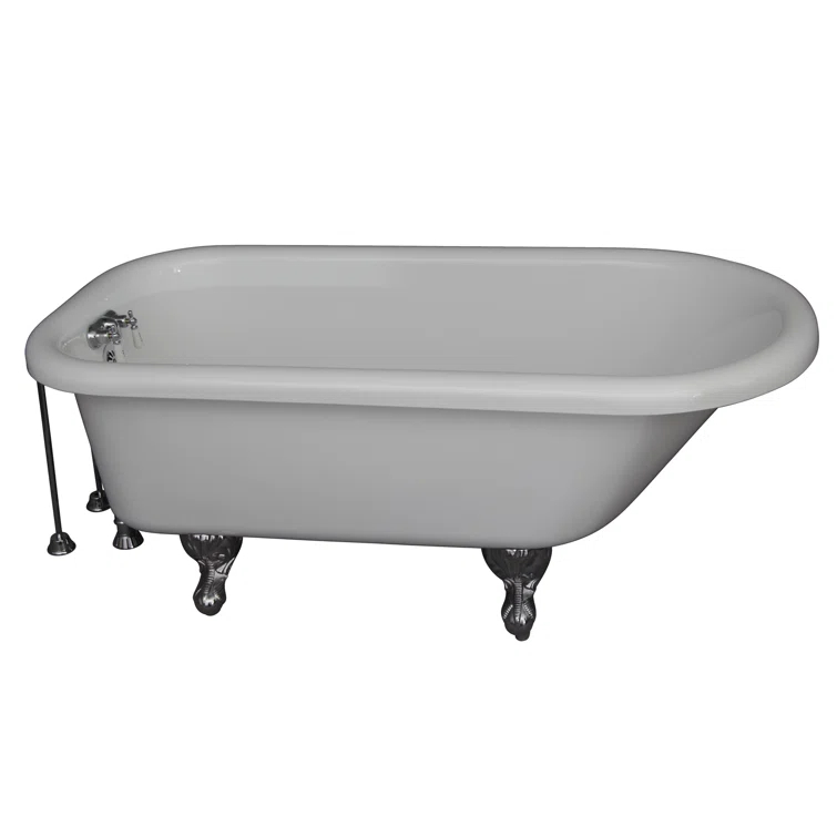 Barclay 60'' x 30'' Freestanding Soaking Acrylic Bathtub with Faucet TKADTR60-WCP8