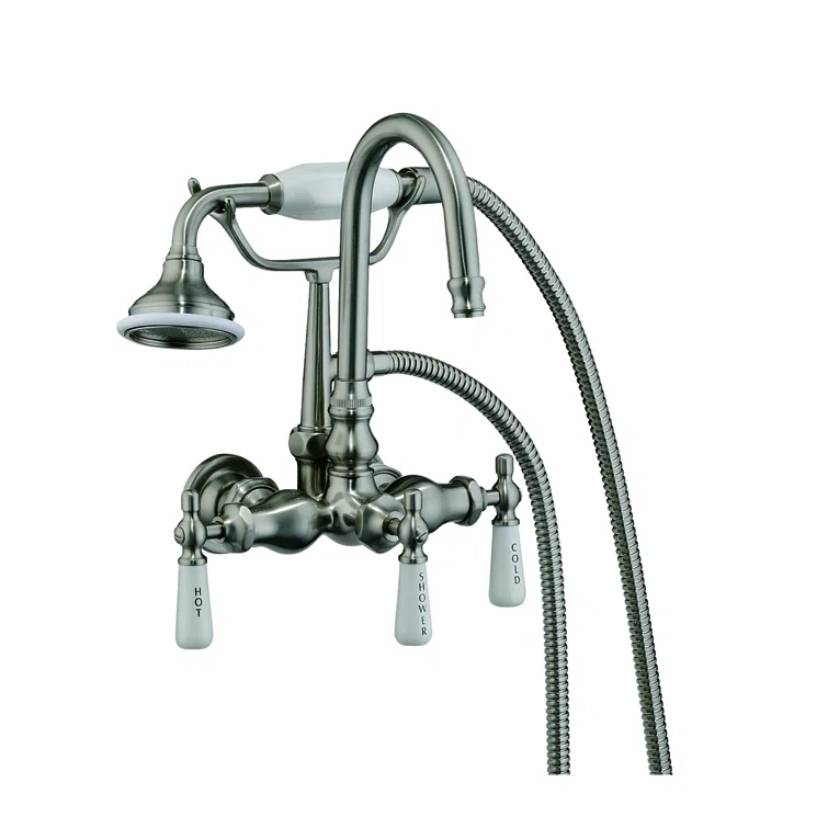 Barclay Triple Handle Tub-Wall Mounted Clawfoot Tub Faucet 4022-PL-CP