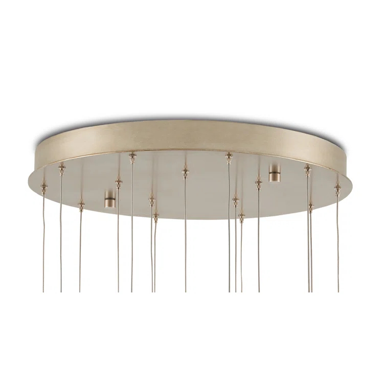 Antique Brass and Frosted Glass 15-Light Pendant
