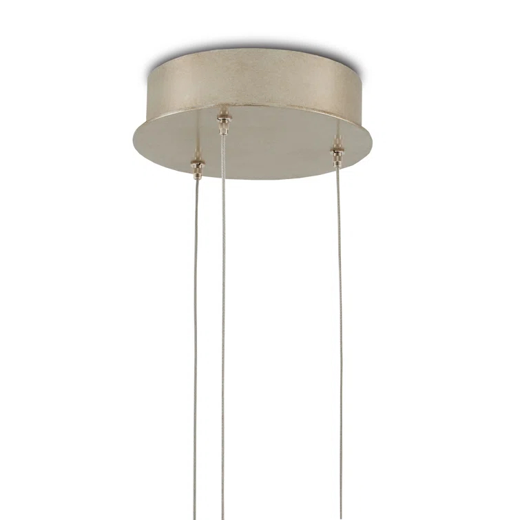 Silver Rattan Tear Drop 3-Light LED Island Pendant