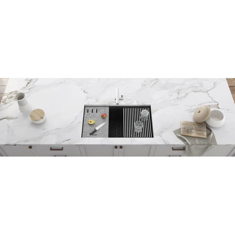 Ruvati 33-inch Undermount Workstation Granite Composite Kitchen Sink