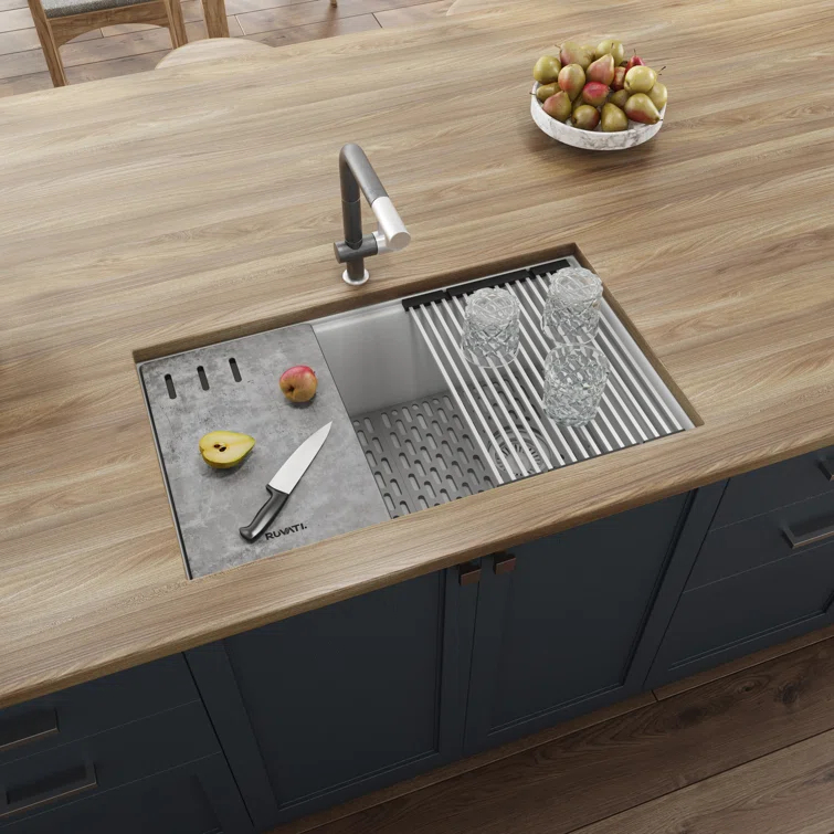 Ruvati 33-inch Undermount Workstation Granite Composite Kitchen Sink