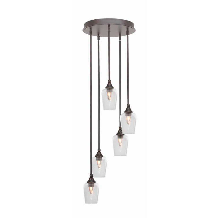 Empire 5 Light Stem Hung Cluster Pendalier Shown With 5" Glass