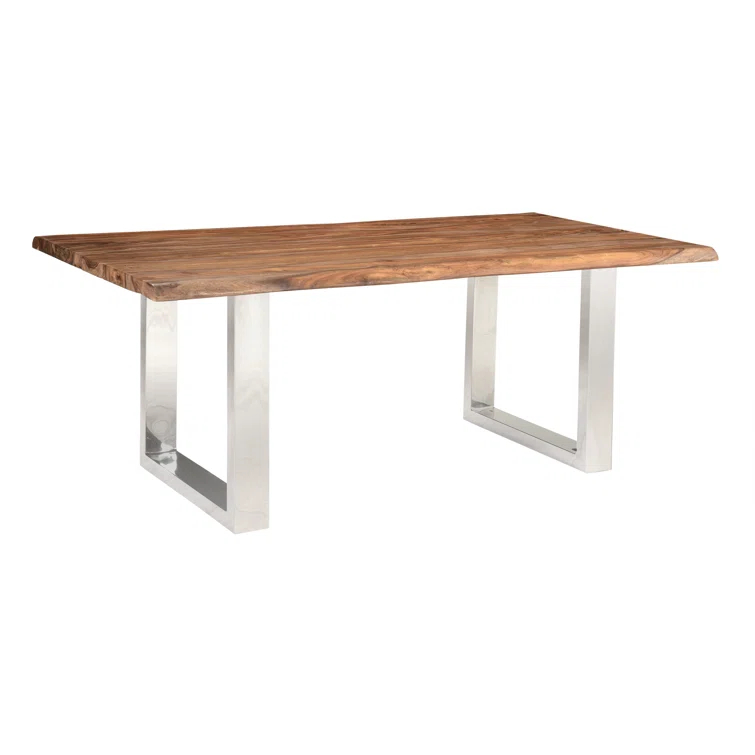 Aabriella 80'' Wood and Metal Rectangular Dining Table