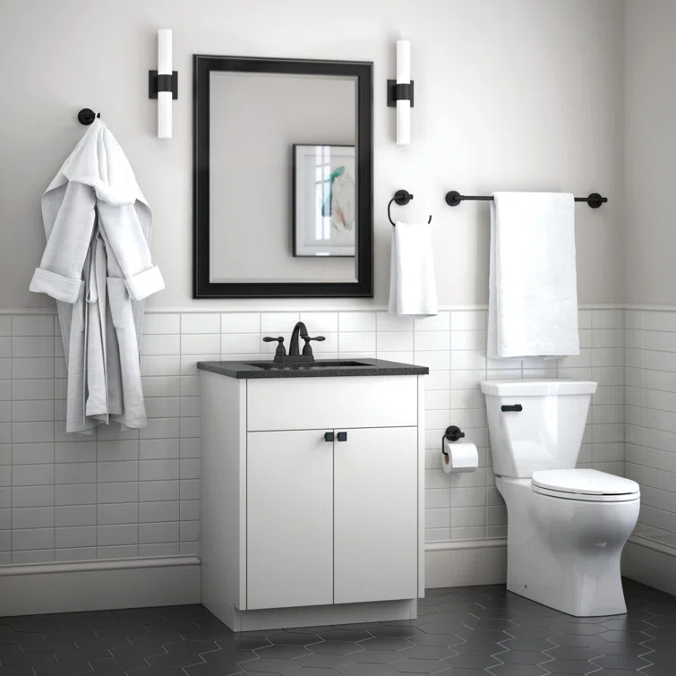 Voisin Round Open Towel Ring Bath Hardware Accessory in Matte Black