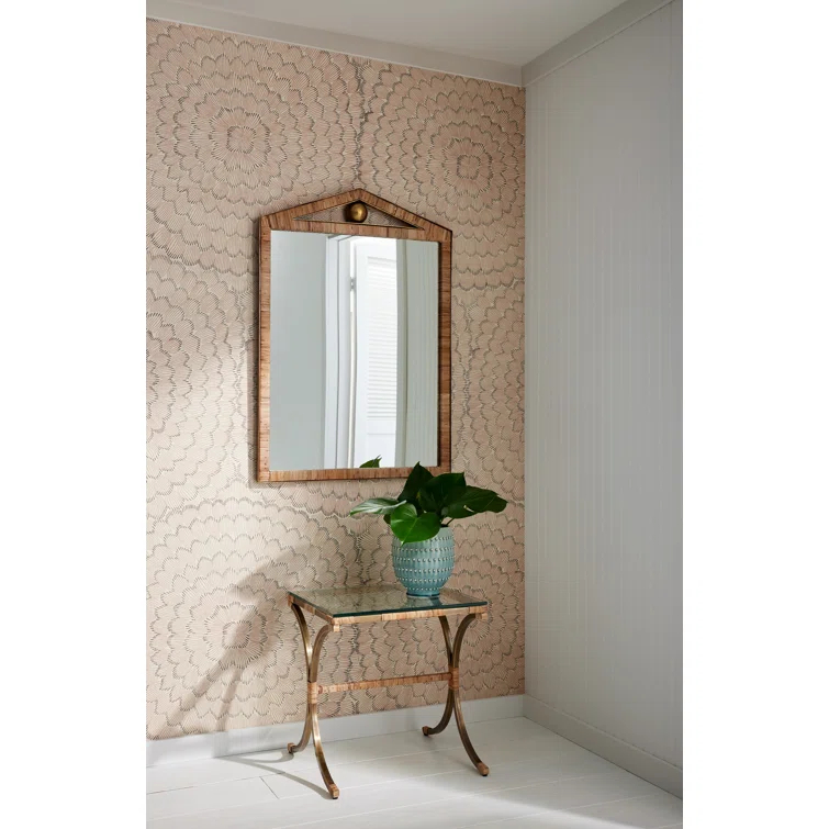 Celerie Kemble 40.5'' Gold Metal & Rattan Rectangular Wall Mirror