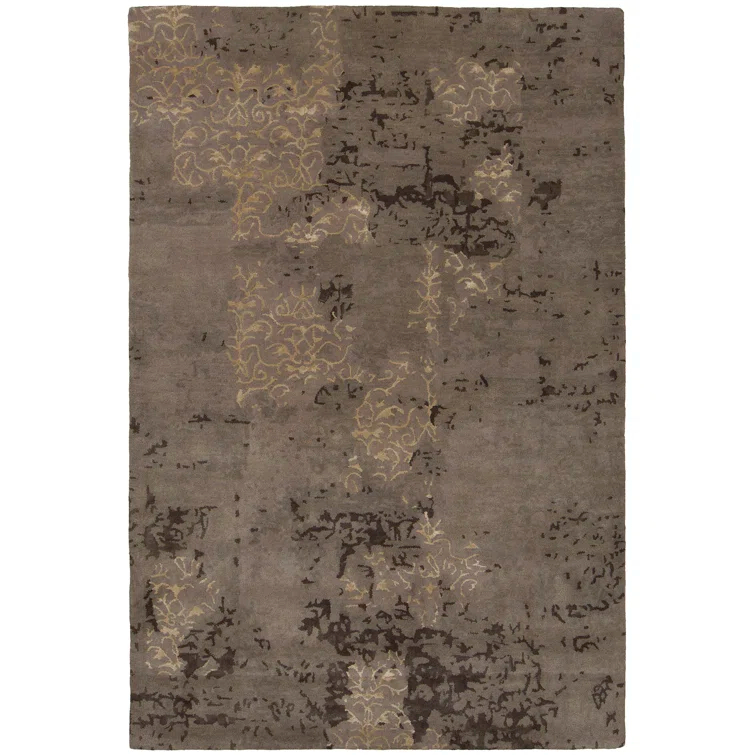 Handmade Gray Tufted Wool-Viscose Blend Rectangular Area Rug 9' x 13'