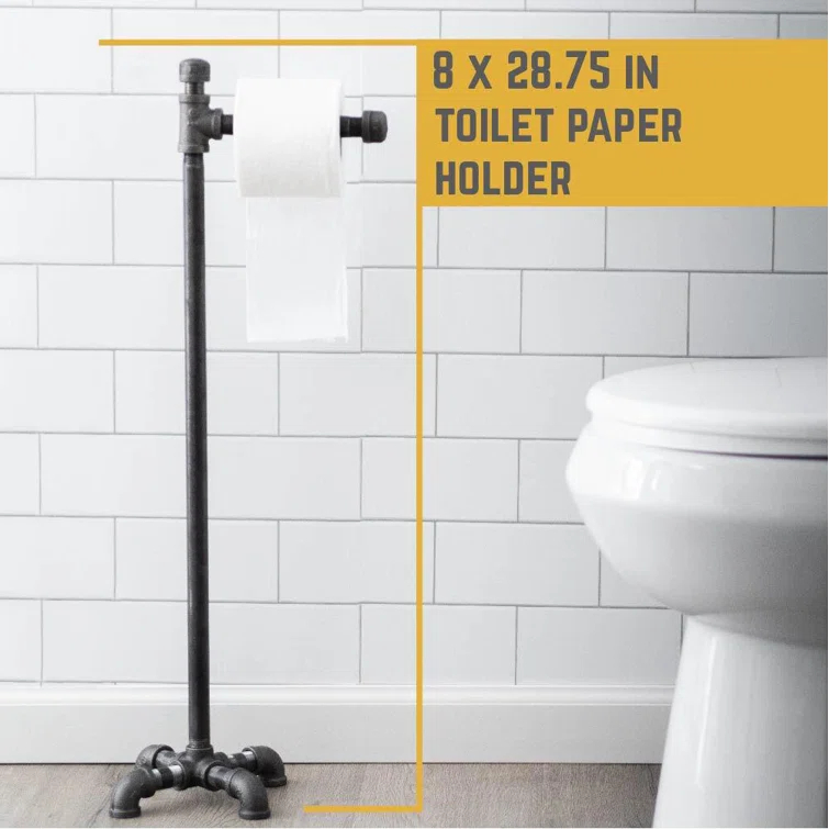 Freestanding Industrial Pipe Toilet Paper Holder