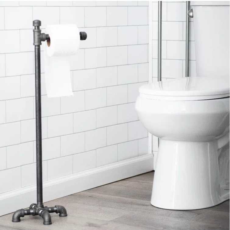 Freestanding Industrial Pipe Toilet Paper Holder