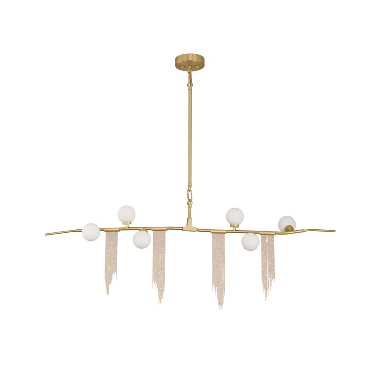 Bethel International Chandelier Gold Metal & Glass