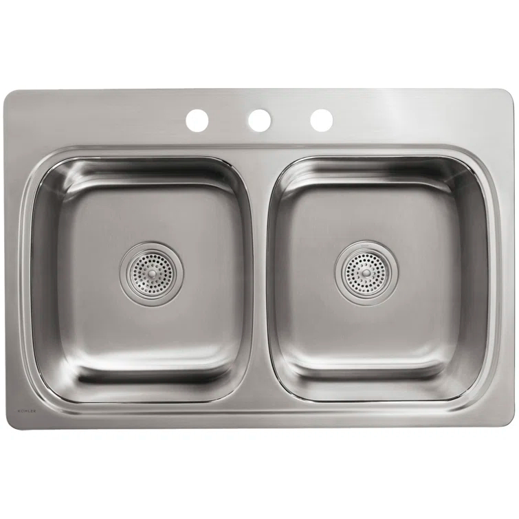 Verse Top-Mount Double-Equal Bowl Kitchen Sink with Single Faucet Hole