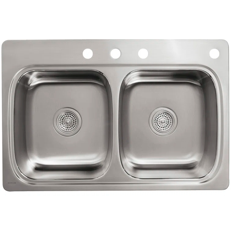Verse Top-Mount Double-Equal Bowl Kitchen Sink with Single Faucet Hole