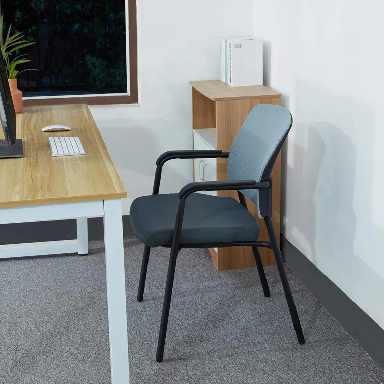 Inbox Zero Nashiya CLATINA Mesh Back 22.2" W Stackable Seat Waiting Room Chair with Metal Frame