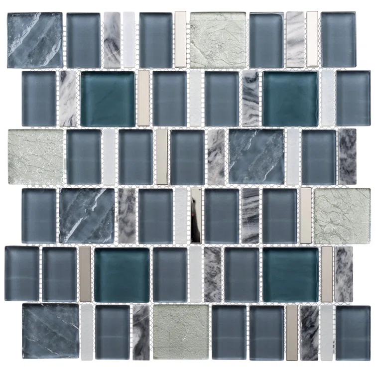 Estee Glass/Stone/Metal Mosaic Kitchen Backsplash, Wall and Floor Tile