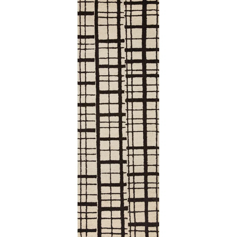 Chris Loves Julia x Loloi Chris Loves Julia x Loloi Polly Checkered Hand Tufted Jute/Sisal/Wool Black/Ivory Area Rug