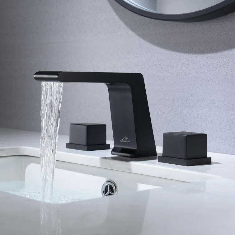 CASAINC Widespread Faucet 2-Handle Bathroom Faucet with 3 Holes and Pop Drain M1370-MB