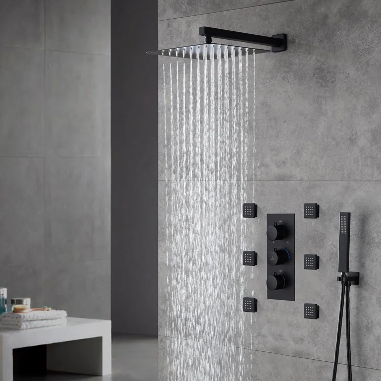 Revitalize 12 Inch Luxury Thermostatic Complete Shower System with Rough-in Valve