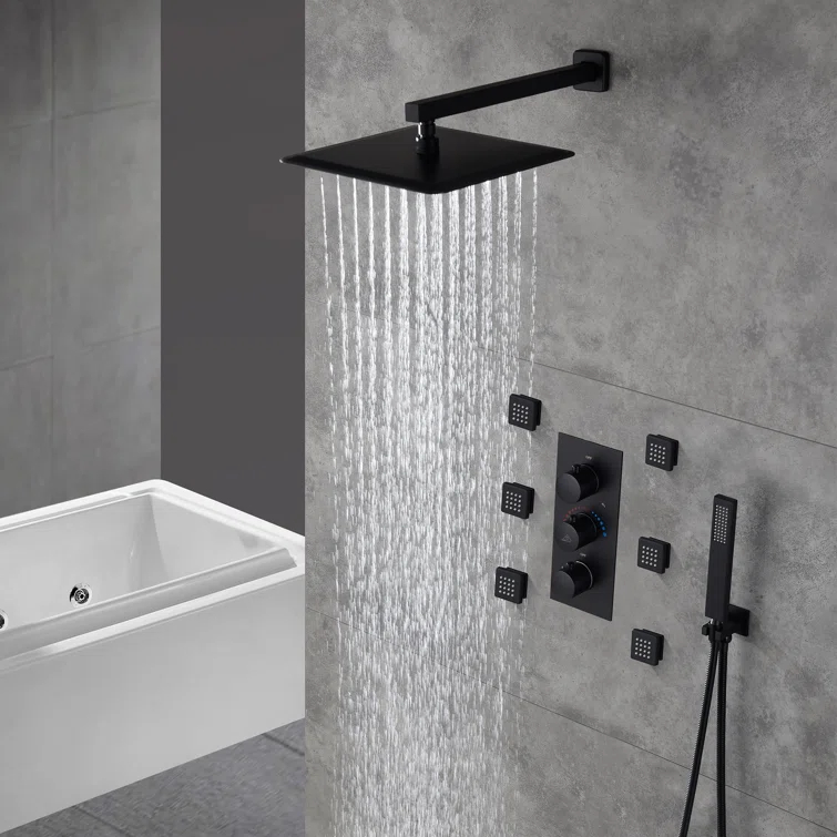 Revitalize 12 Inch Luxury Thermostatic Complete Shower System with Rough-in Valve