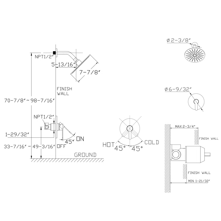 Concealed Mixer Showers with Rough in-Valve