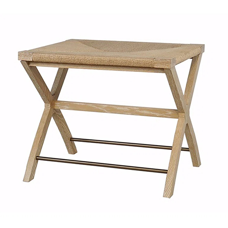 Worlds Away Solid + Manufactured Wood Accent Stool