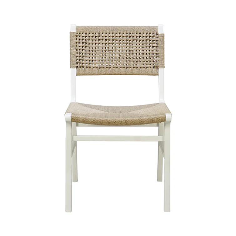 Matte White Lacquer & Cane Contemporary Side Chair