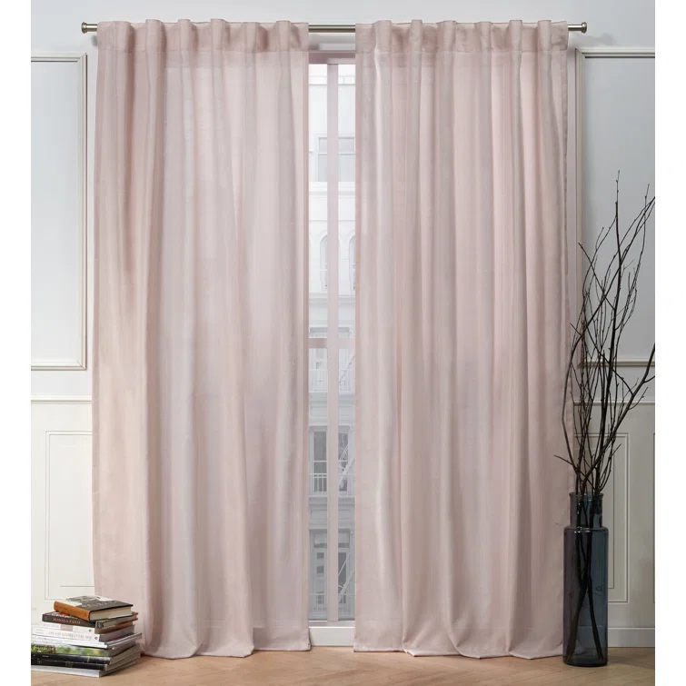 Nicole Miller Nicole Miller Faux Linen Slub Textured Hidden Tab/Rod Pocket Top Light Filtering Curtain Panel Pair (Set of 2)