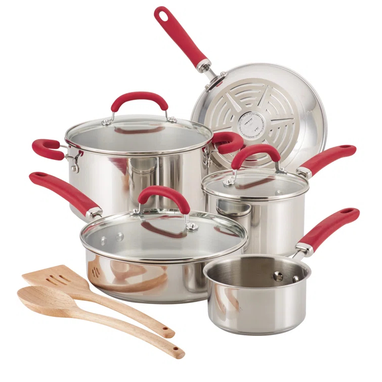 Rachael Ray Rachael Ray Create Delicious Stainless Steel Cookware Induction Pots and Pans Set, 10 Piece