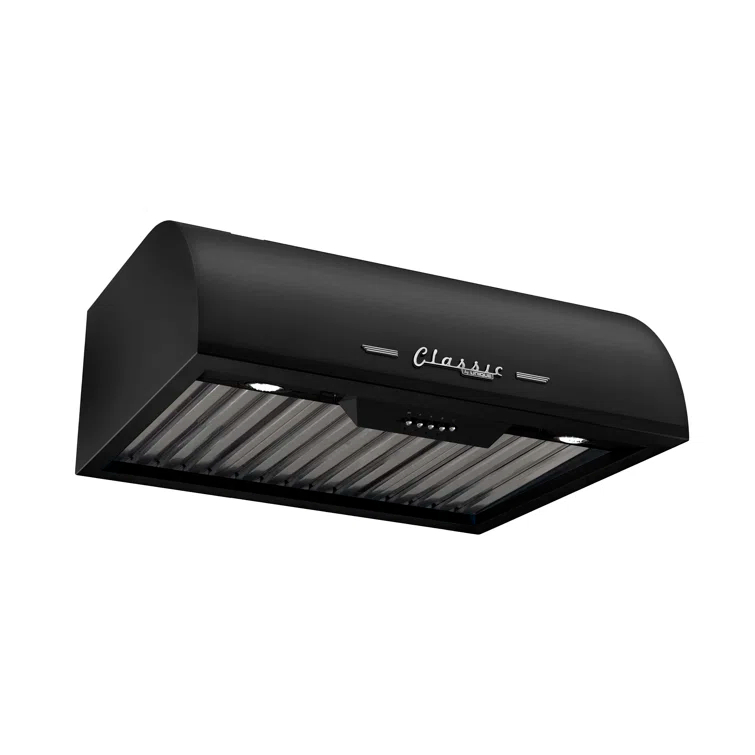 Classic Retro 24" 500 CFM Ducted Under Cabinet Range Hood with Stainless Steel Baffles and Light