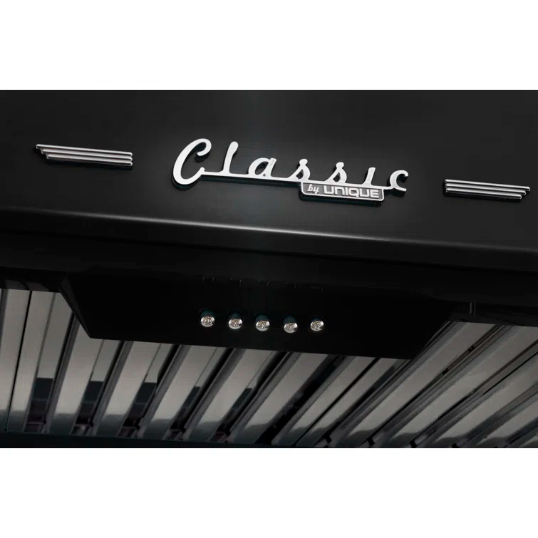 Classic Retro 24" 500 CFM Ducted Under Cabinet Range Hood with Stainless Steel Baffles and Light