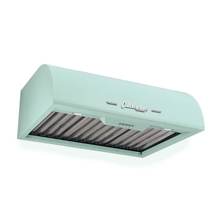 Classic Retro 24" 500 CFM Ducted Under Cabinet Range Hood with Stainless Steel Baffles and Light
