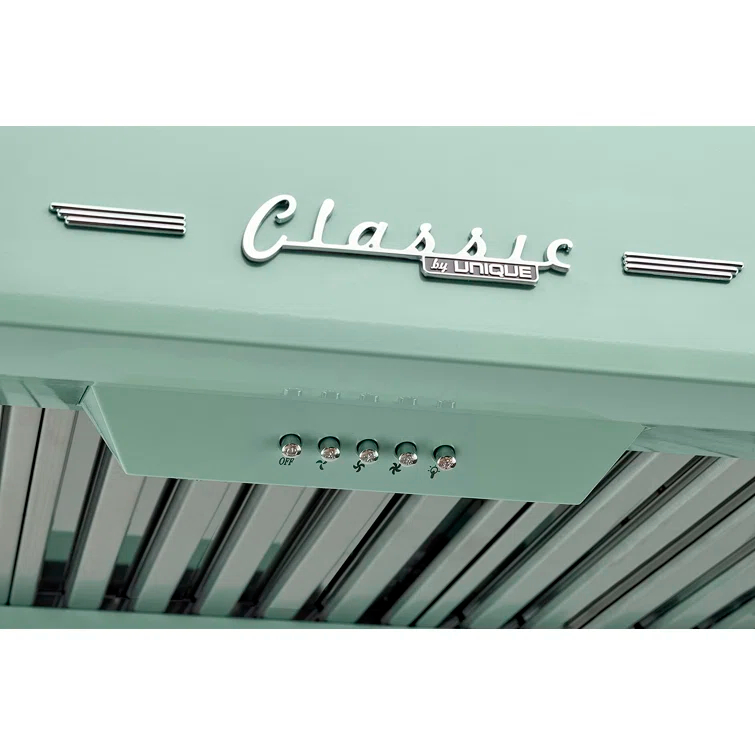 Classic Retro 24" 500 CFM Ducted Under Cabinet Range Hood with Stainless Steel Baffles and Light