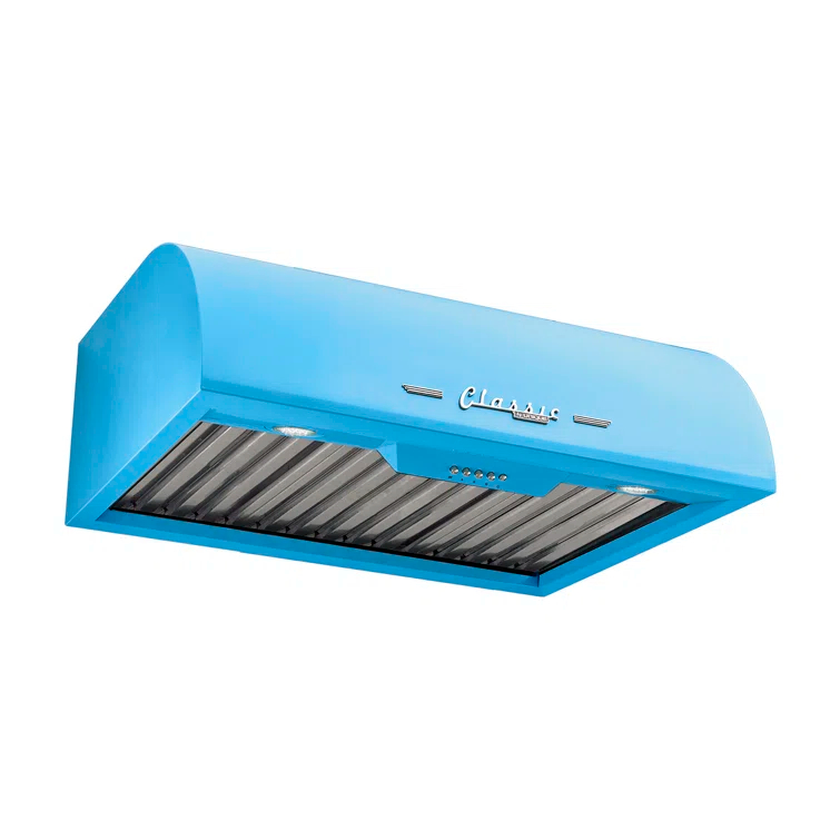 Classic Retro 24" 500 CFM Ducted Under Cabinet Range Hood with Stainless Steel Baffles and Light