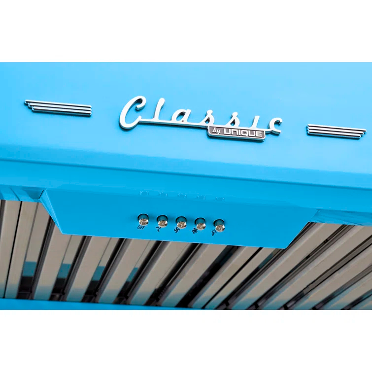 Classic Retro 24" 500 CFM Ducted Under Cabinet Range Hood with Stainless Steel Baffles and Light
