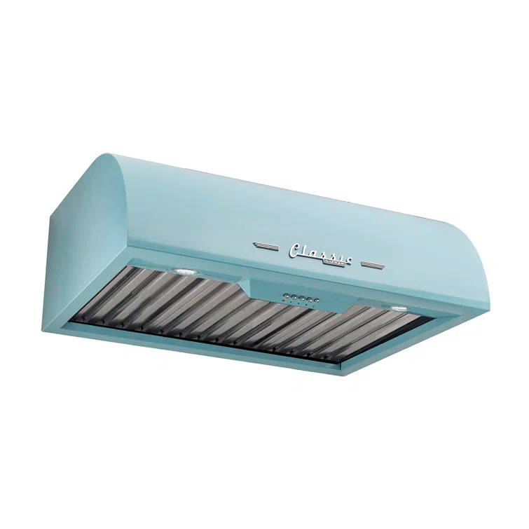 Classic Retro 24" 500 CFM Ducted Under Cabinet Range Hood with Stainless Steel Baffles and Light