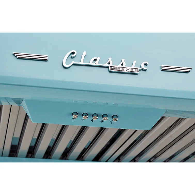 Classic Retro 24" 500 CFM Ducted Under Cabinet Range Hood with Stainless Steel Baffles and Light