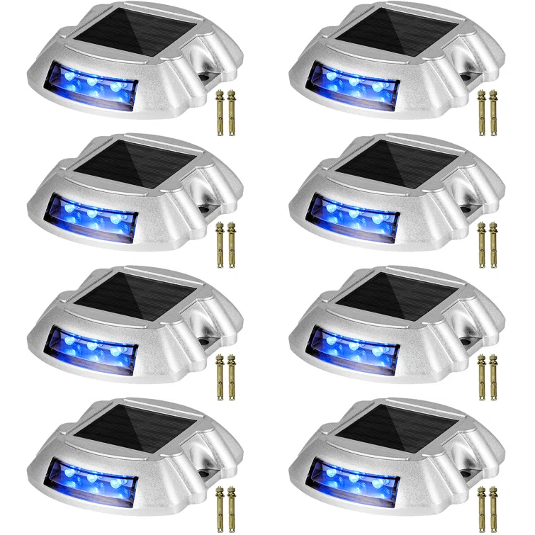 VEVOR Solar Dock Lights Low Voltage Solar Powered Integrated LED Metal Pathway Light Pack (Set of 8)
