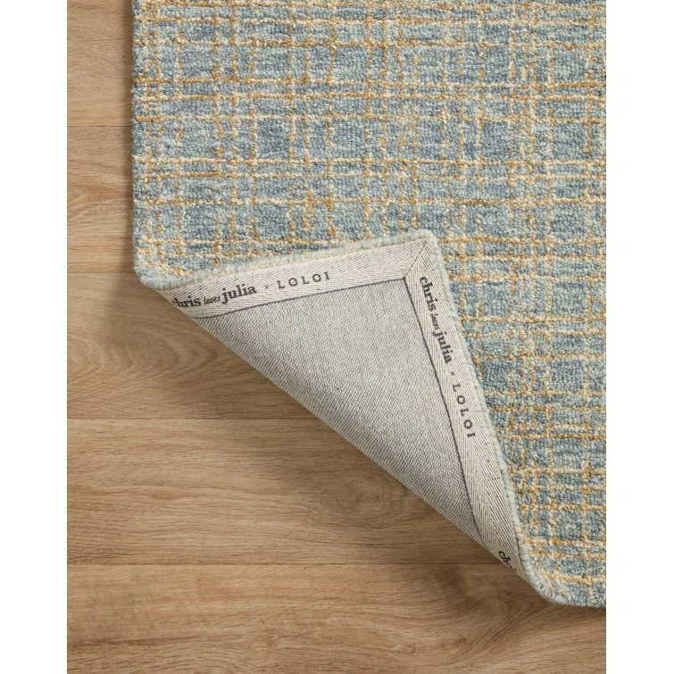Chris Loves Julia x Loloi Polly Checkered Hand-tufted Blue/Sand Area Rug