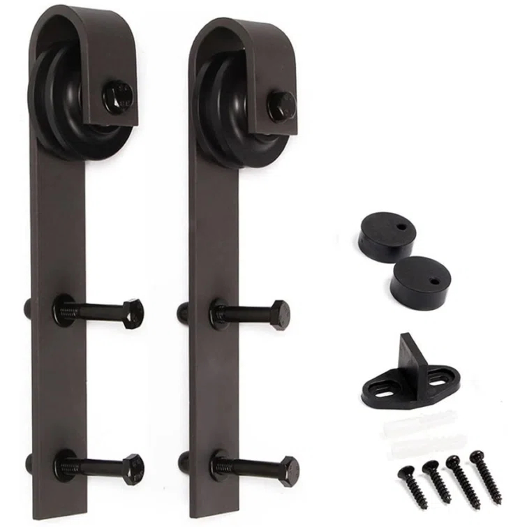 Paneled Wood and Metal K Series DIY Knotty Barn Door with Installation Hardware Kit