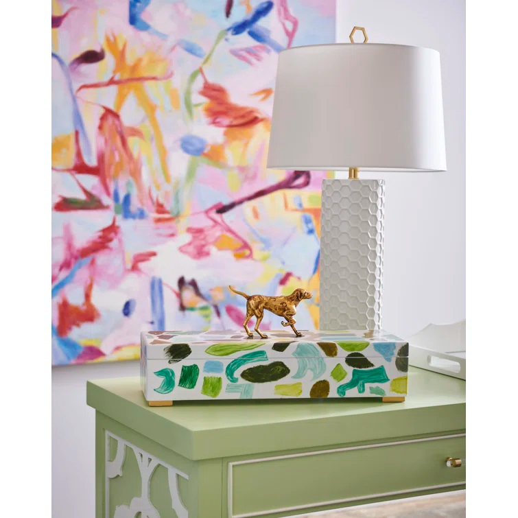 Hand-Painted Blue and Green Wooden Decorative Box