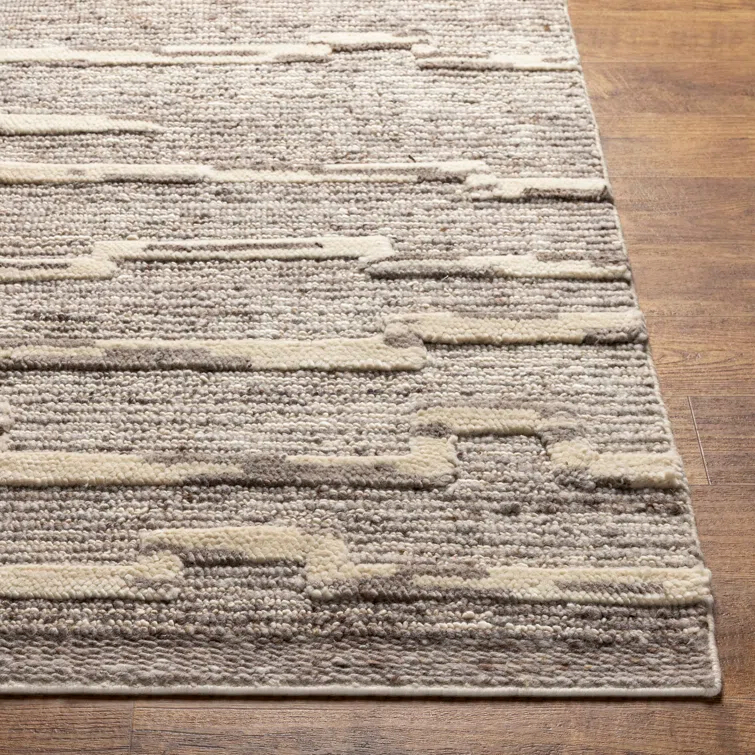 Handwoven Gray Cowhide & Wool 9' x 12' Easy Care Area Rug
