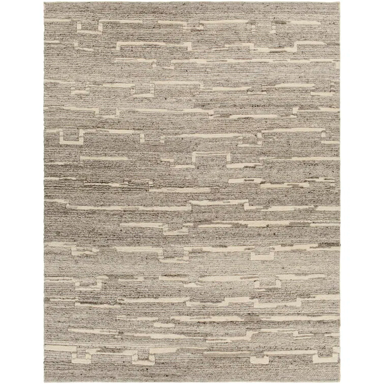 Handwoven Gray Cowhide & Wool 9' x 12' Easy Care Area Rug