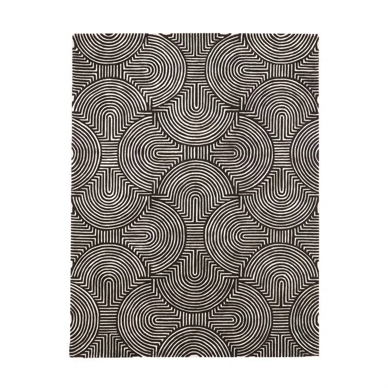 Global Views Arches Rug-Black/Ivory