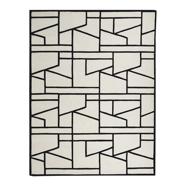 Global Views Zig Zag Rug-Ivory/Black