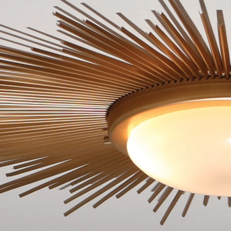 Sunburst Gold and Frosted Glass 2-Light Flush Mount