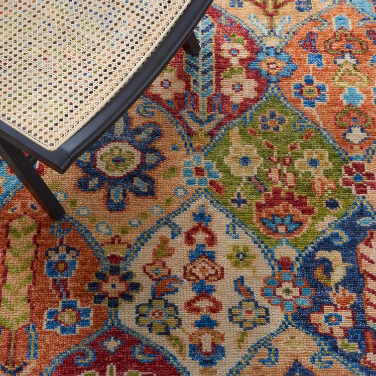 Samarkand Khotan-Inspired Blue Wool 10' x 14' Hand-Knotted Rug