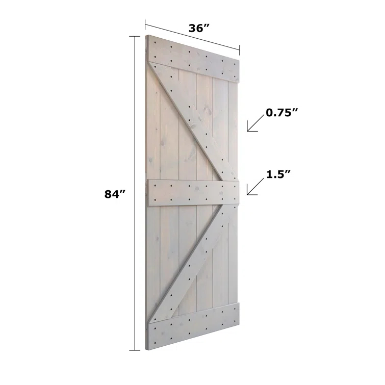 Paneled Wood and Metal K Series DIY Knotty Barn Door with Installation Hardware Kit