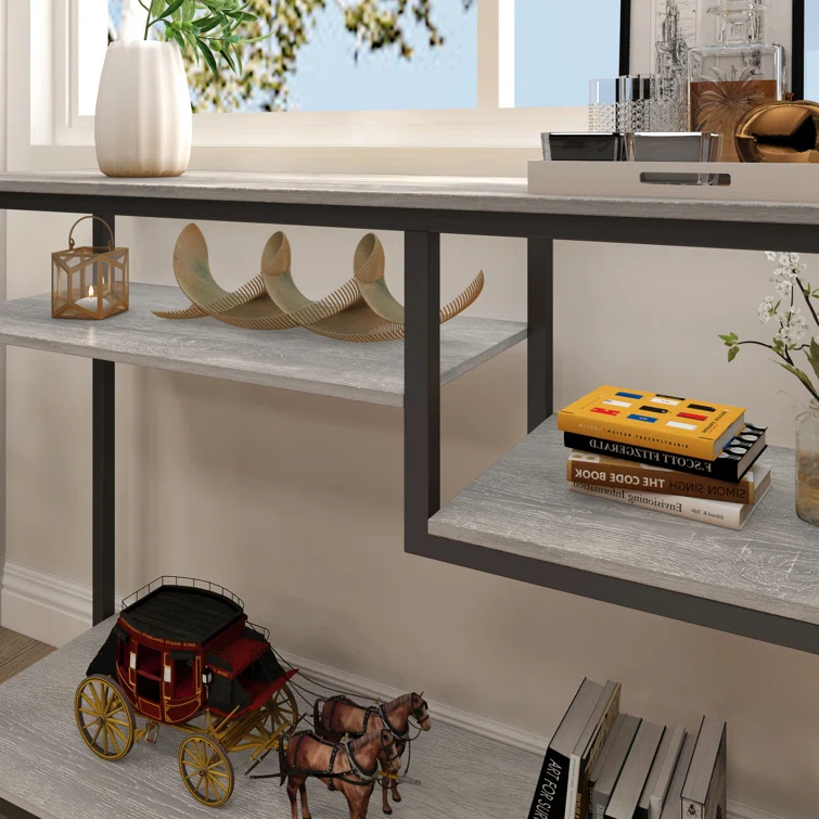 Rosevell 39.4" Console Table for Entryway with 4 Tier Storage Shelves