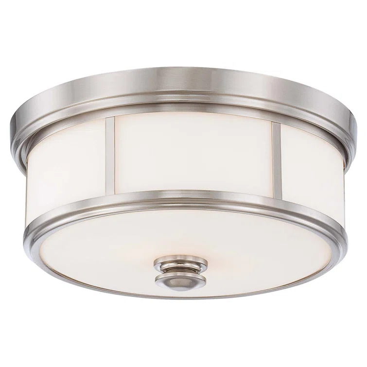 Brushed Nickel and Etched Opal Glass 20" Flush Mount Ceiling Light
