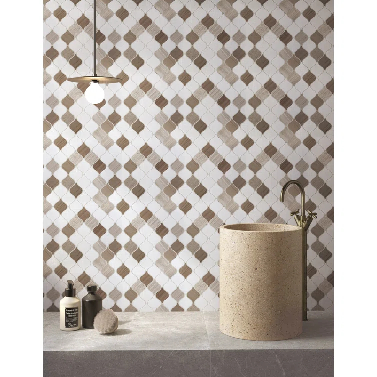 2.5" x 3" Marble Arabesque Mosaic Wall & Floor Tile